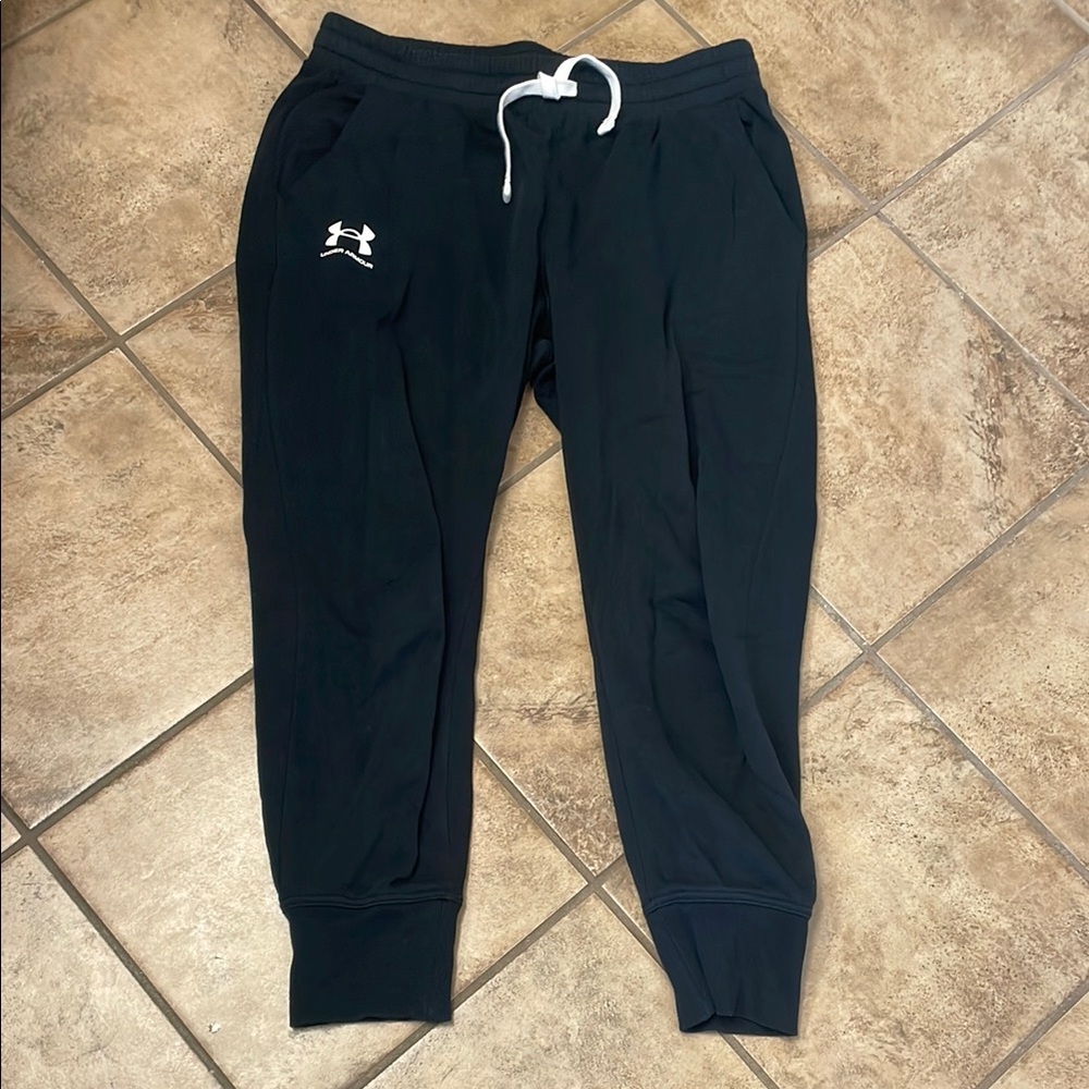 Under Armour Black Sweatpant Joggers with White Logo